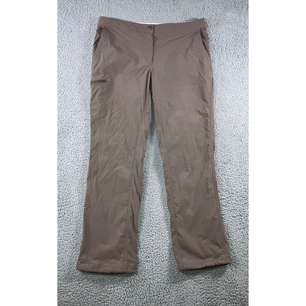 LL‎ Bean Cargo Pants Women 16 Brown Straight Leg Stretch Nylon Hiking Outdoor